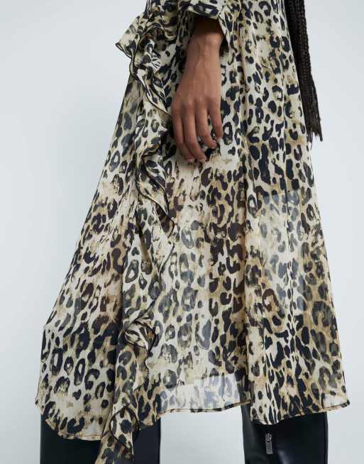 Leopard print midi skirt river island sale