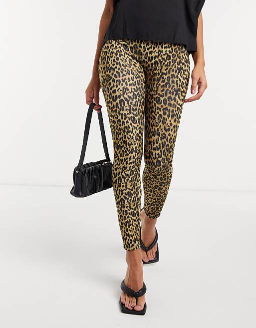 River Island leopard print high waisted leggings in brown | ASOS