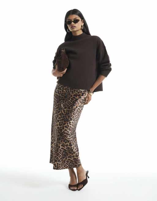 River Island Leopard print hybrid jumper dress in brown - dark, 3 of 4