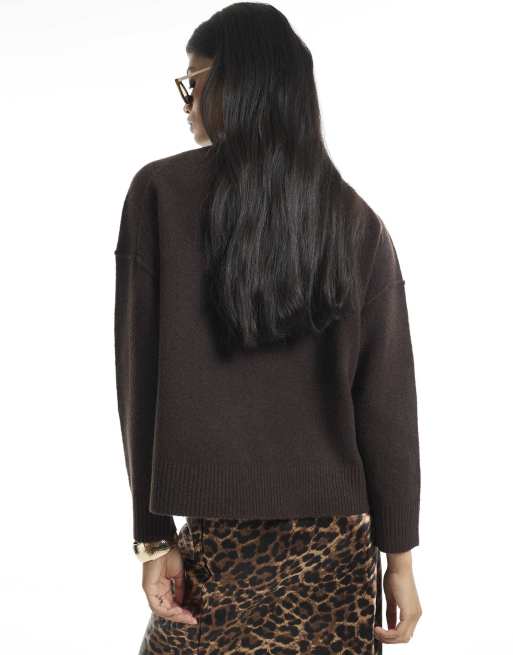 River Island Leopard print hybrid jumper dress in brown - dark, 4 of 4