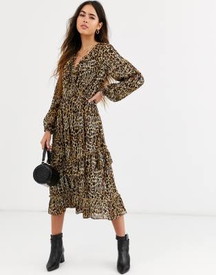 river island leopard midi dress