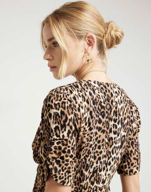 River Island Leopard print skater mini dress in brown ASOS