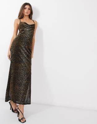 leopard print maxi slip dress