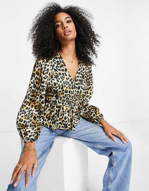 animal print long blouse