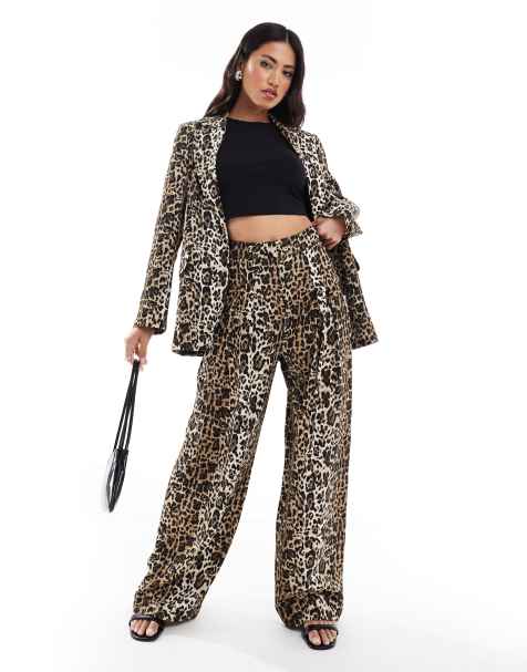 River Island leopard print wide leg trouser co-ord in light brown - view 1