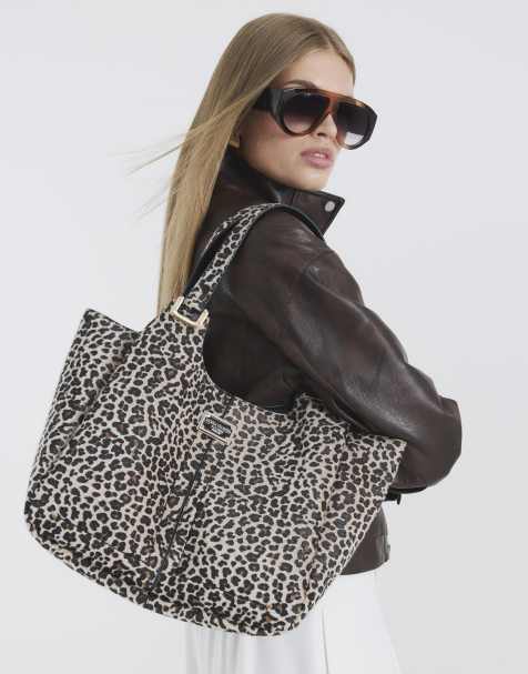 River Island Leopard print winged shoulder bag in beige - view 1