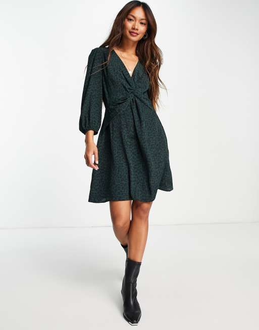 Green leopard cheap print dress asos