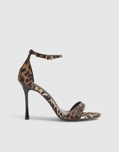 River Island Leopard stiletto sandal heels in brown - dark - view 1