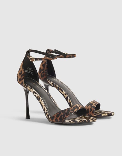 River Island Leopard stiletto sandal heels in brown - dark, 2 of 4