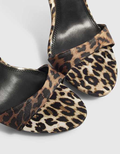 River Island Leopard stiletto sandal heels in brown - dark, 3 of 4