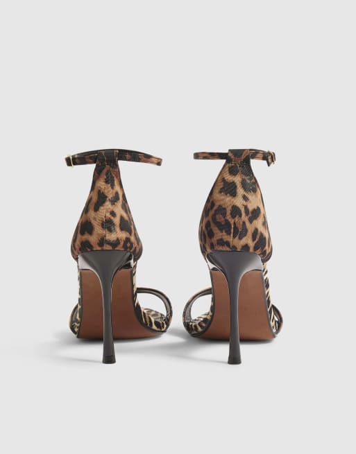 River Island Leopard stiletto sandal heels in brown - dark, 4 of 4