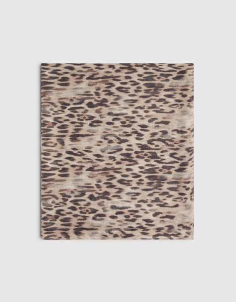 River Island Leopard voile large scarf in beige - view 1