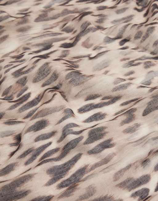 River Island Leopard voile large scarf in beige, 2 of 3