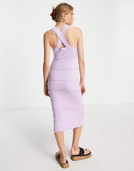 River Island lettuce detail midi dress in light purple, 2 of 4