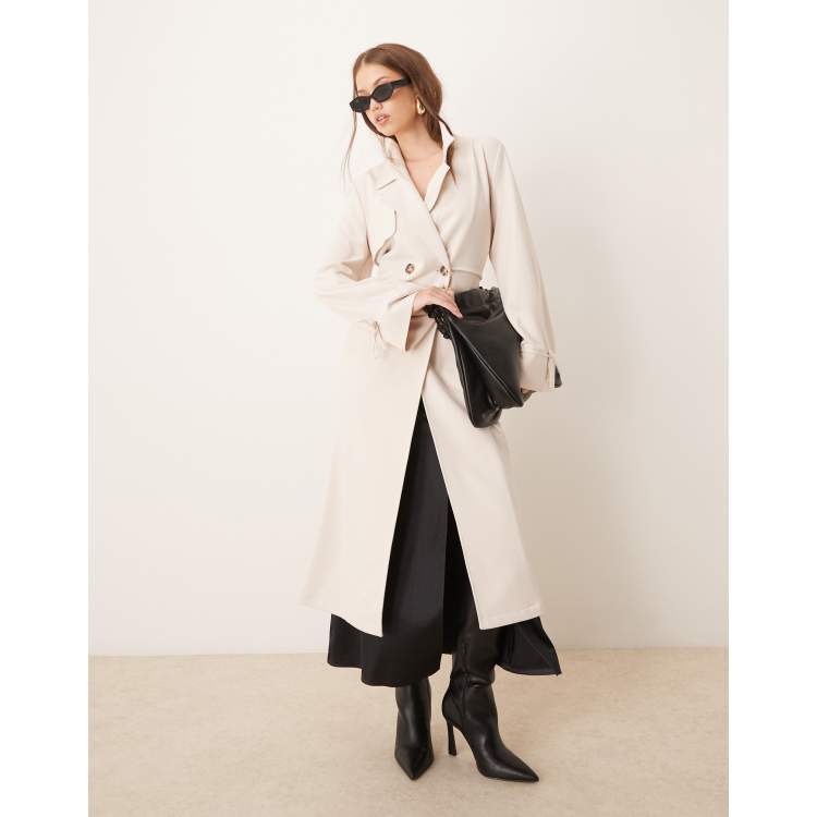 River Island lightweight duster coat in ecru