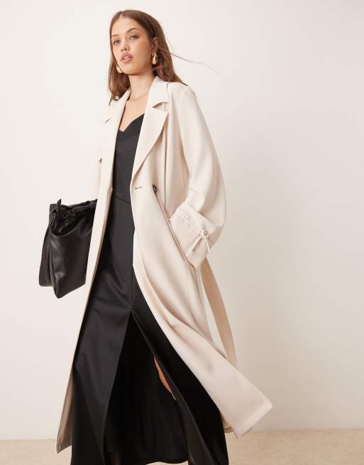 River Island lightweight duster coat in ecru