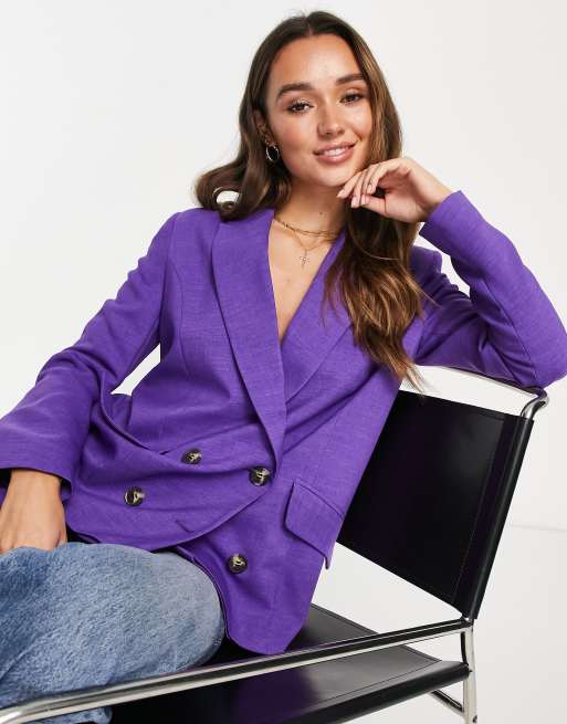 River Island – Lila strukturerad dubbelknäppt kavaj, del av set