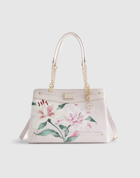 River Island Lilies floral chain handle tote bag in pink - view 1