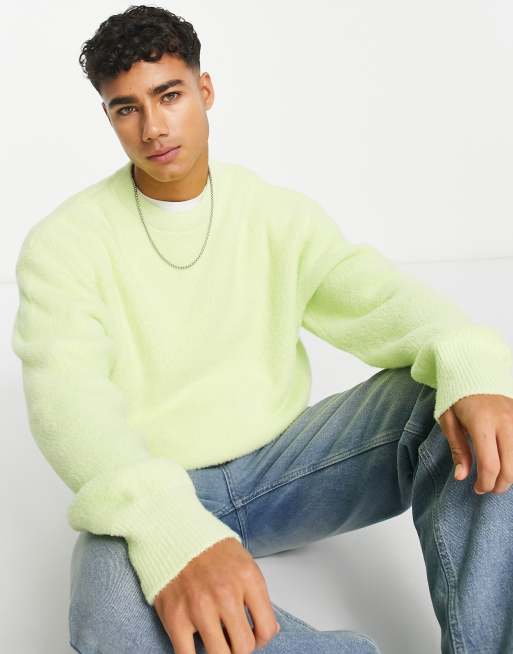 River Island – Limegrön, strukturerad tröja i oversize