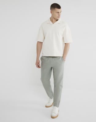 asos River Island linen blend pull on trousers in light green
