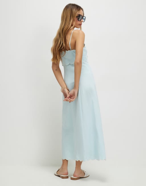 sachin and babi light blue dress Popelin Off-white Dress with embroidered Bib Collar
