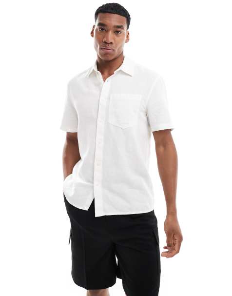 River Island linen blend shirt in white - view 1