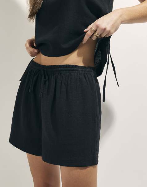 River Island linen blend shorts 2x multi pack in cream & black - view 1