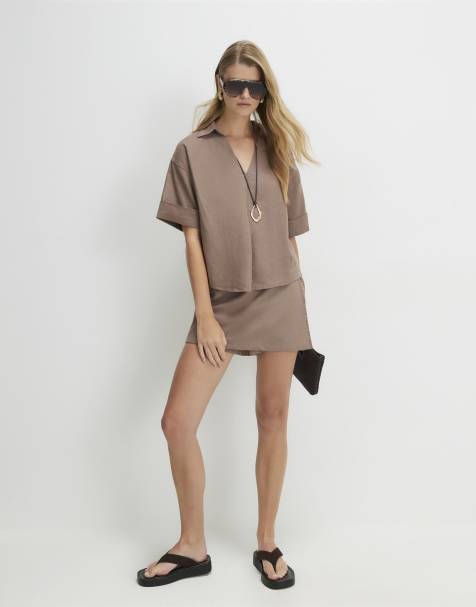 River Island Linen blend skort in beige - view 1