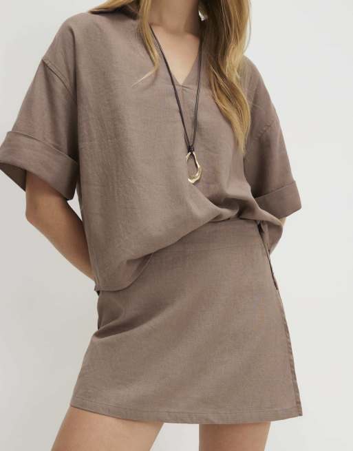 River Island Linen blend skort in beige, 2 of 4