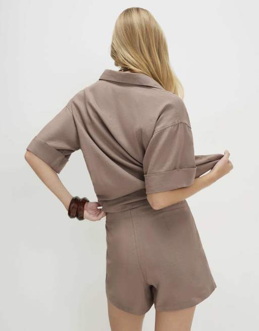 River Island Linen blend skort in beige, 4 of 4