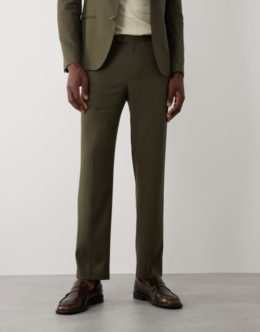 River Island linen-blend suit pants in khaki, 2 of 5