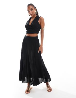 River Island linen co ord in black  ASOS Sale
