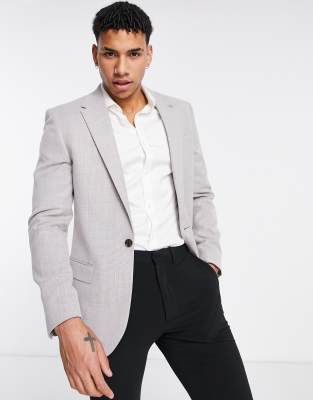 River Island linen jacket in ecru | ASOS