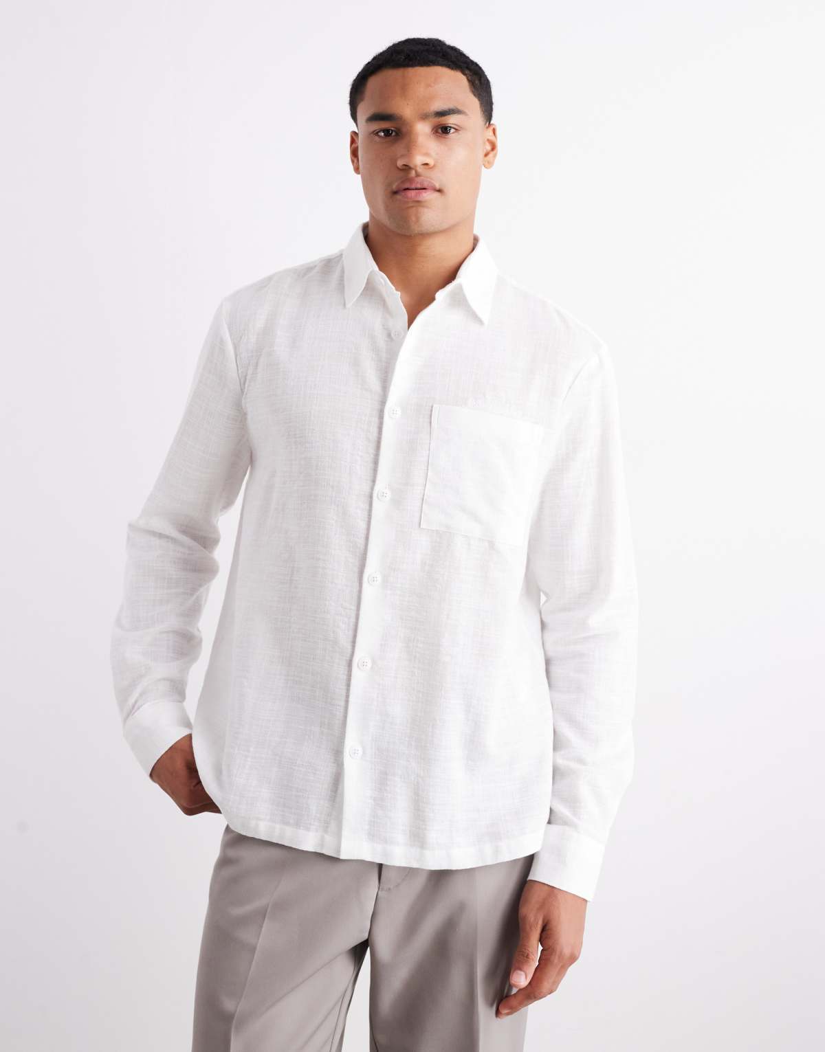 River Island linen look shirt in white