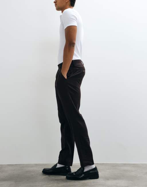 River Island linen-look suit pants in brown, 5 of 5