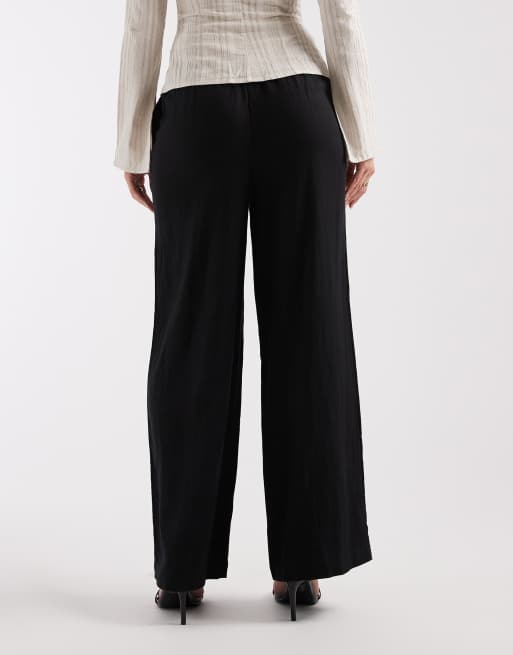 River Island linen look wide leg pants in black (part of a set) , 5 of 5
