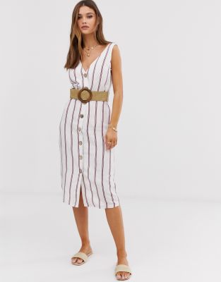 river island white linen dress