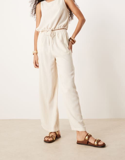 River Island linen mix pants in cream - part of a set, 2 of 5