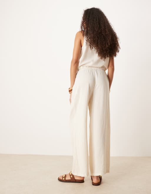 River Island linen mix pants in cream - part of a set, 5 of 5