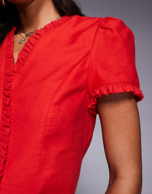 RIVER ISLAND LINEN RUFFLE TOP 