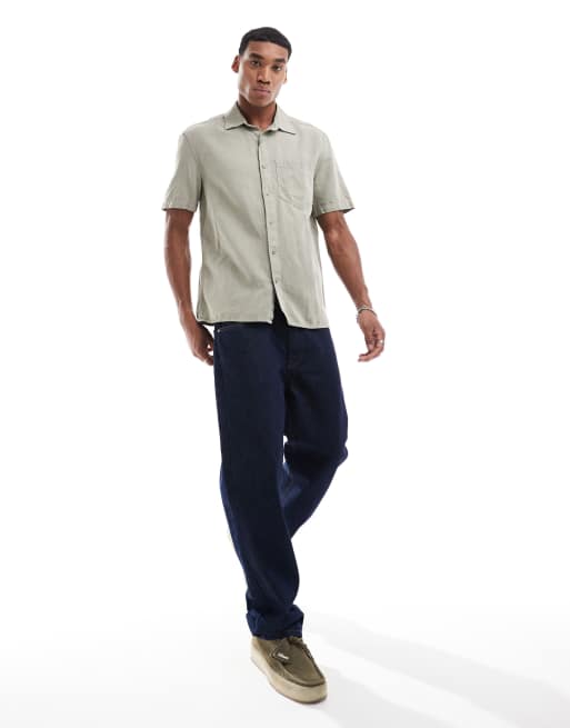 River Island linen shirt in sage green ASOS
