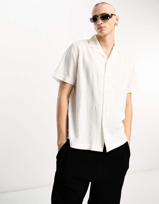 River Island linen short sleeve shirt in white | ASOS