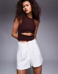 [River Island] River Island linen tailored shorts in white 16 WHITE