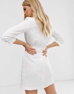 river island white linen dress