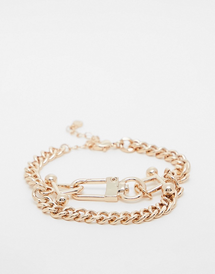 River Island Link And Chain Bracelet In Gold