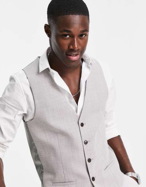 River Island - Linnen gilet in ecru