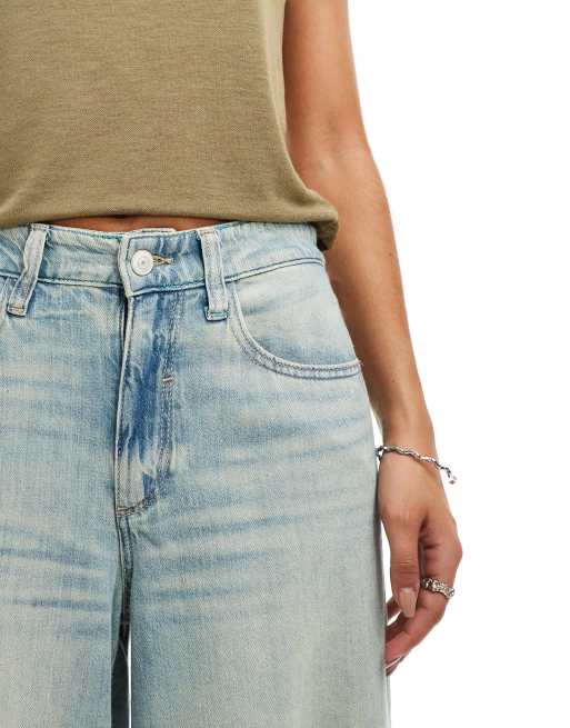 River Island – Ljusblå, tvättade jeans med medelhög midja och vida ben, 5 av 5