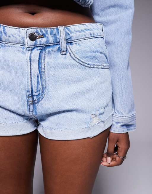 River Island – Ljusblå, tvättade jeansshorts i minilängd, 3 av 5