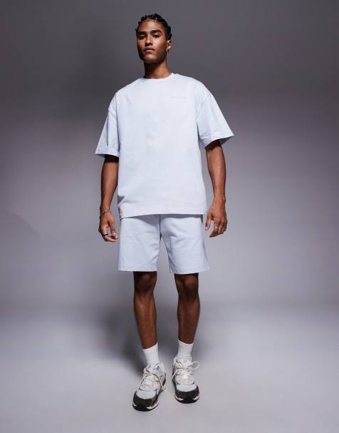 River Island – Ljusblått set med t-shirt och shorts med tryck - view 1