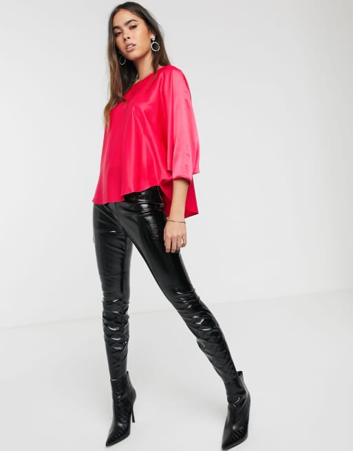 River Island – Ljusrosa vävd t-shirt, 4 av 4